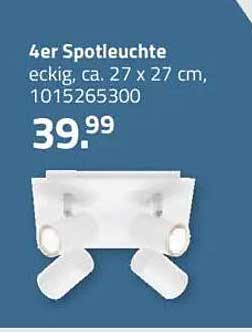 4er Spotleuchte eckig, ca. 27 x 27 cm