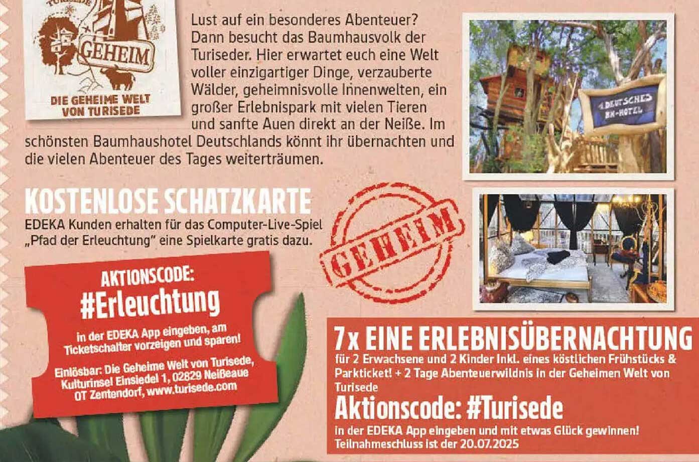 7x EINEN ERLEBNISÜBERNACHTUNG für 4 Personen in der Geheimen Welt von Turisede