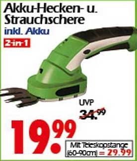 Akku-Hecken- und Strauchschere 2-in-1 inkl. Akku