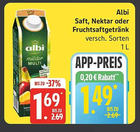 Albi Saft, Nektar oder Fruchtsaftgetränk 1L