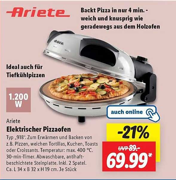 Ariete Elektrischer Pizzaofen Typ '918'