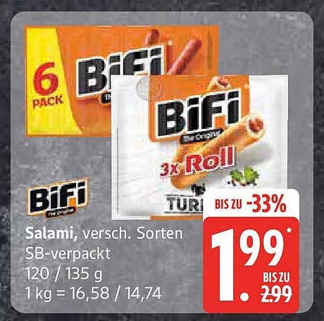 Bifi Salami, verschiedene Sorten im SB-Pack