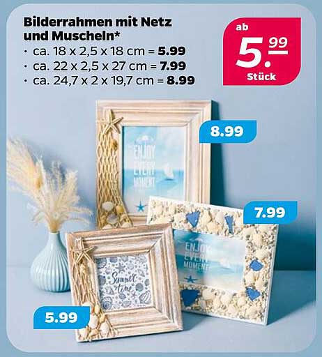 Bilderrahmen mit Netz und Muscheln