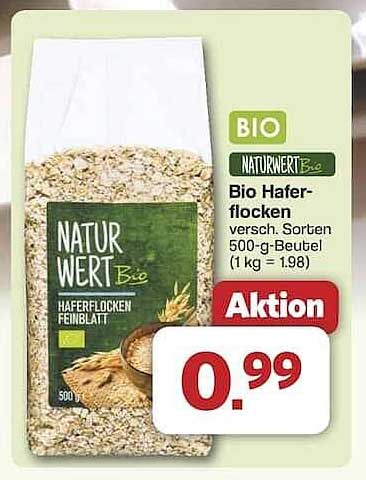 Bio Haferflocken, 500-g-Beutel, verschiedenen Sorten