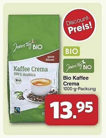 Bio Kaffee Crema 100 % Arabica - 1000-g-Packung