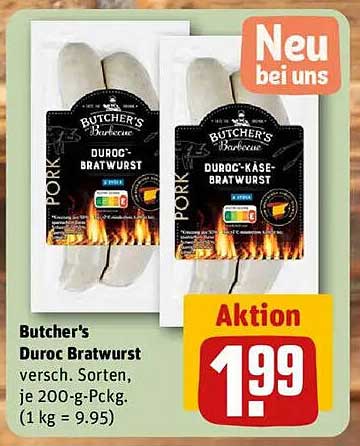 Butcher's Duroc Bratwurst, verschiedene Sorten, je 200-g-Packung