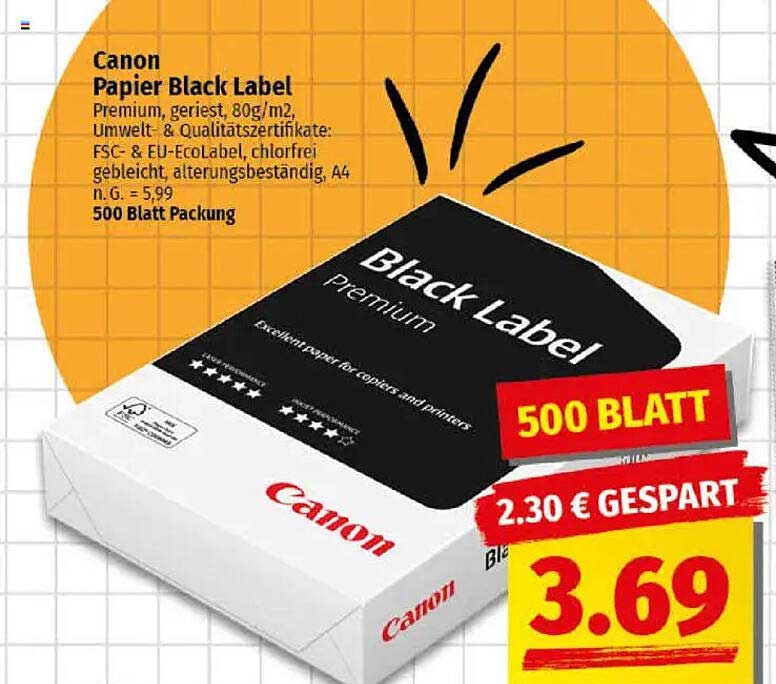 Canon Papier Black Label 500 Blatt