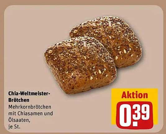 Chia-Weltmeister-Brötchen - Mehrkornbrötchen mit Chiasamen und Ölsaaten, je St.