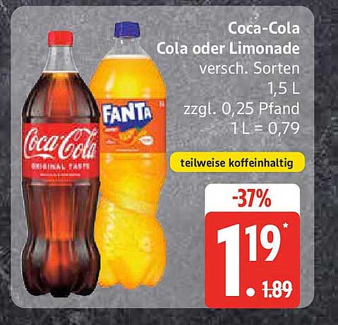 Coca-Cola oder Limonade 1,5 L - Verschiedene Sorten