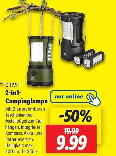 CRIVIT 2-in-1-Campinglampe