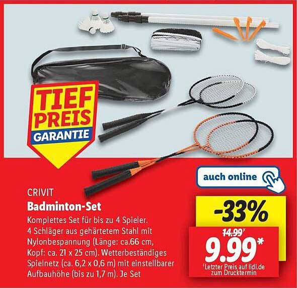 CRIVIT Badminton-Set für bis zu 4 Spieler