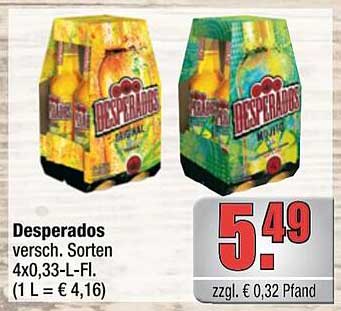 Desperados verschieden. Sorten 4x0,33-L-Fl.