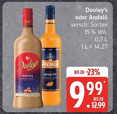 Dooley's oder Andalö 0,7 L (verschiedene Sorten)