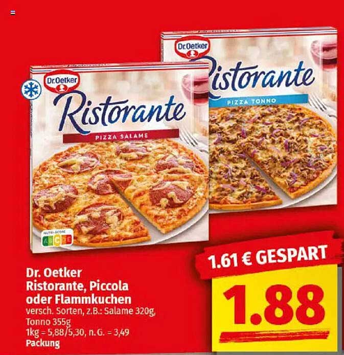 Dr. Oetker Ristorante, Piccola oder Flammkuchen – verschiedene Sorten