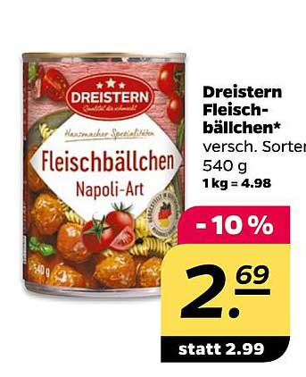 Dreistern Fleischbällchen Napoli-Art 540 g