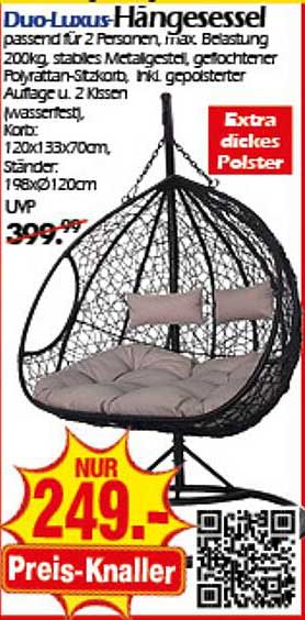 Duo-Luxus Hängesessel für 2 Personen