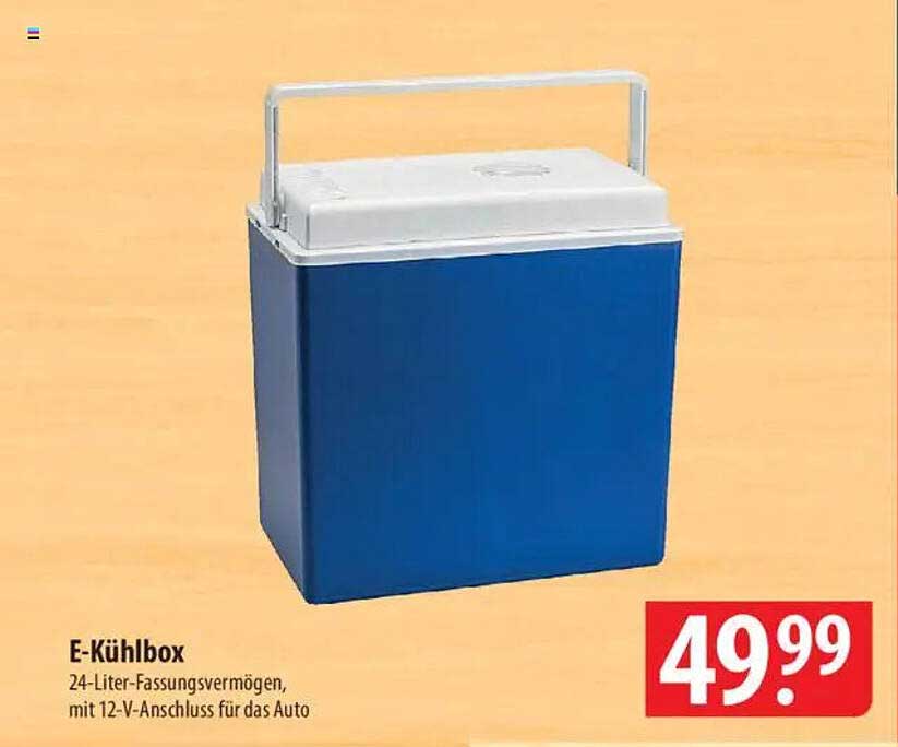 E-Kühlbox 24-Liter-Fassungsvermögen, mit 12-V-Anschluss für das Auto