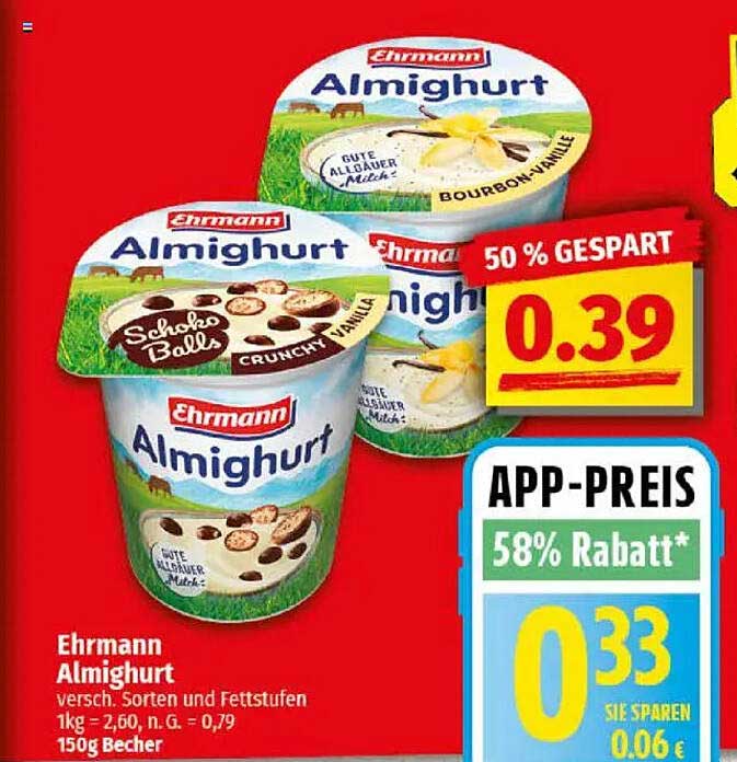 Ehrmann Almighurt 150g Becher – Verschiedene Sorten