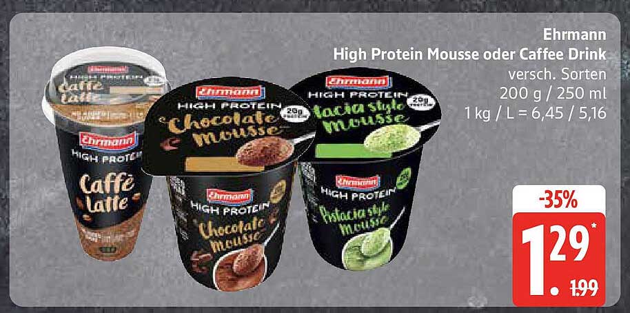 Ehrmann High Protein Mousse oder Caffe Drink, verschiedene Sorten