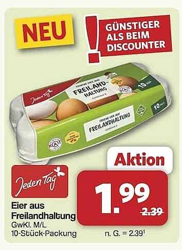 Eier aus Freilandhaltung – Jeden Tag 10-Stück-Packung