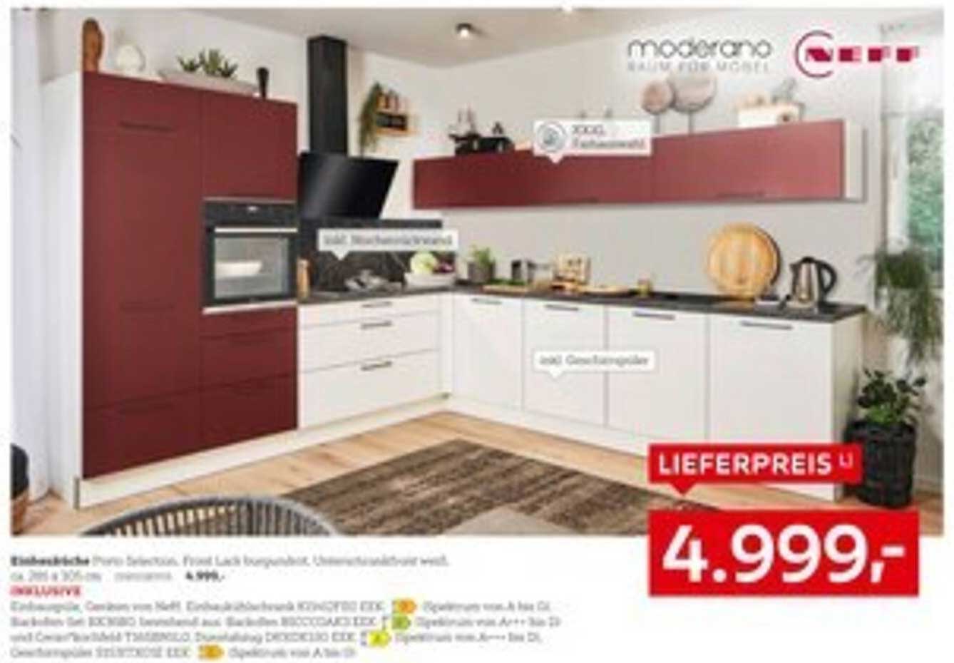 Einbauküche Primo Selection, Frost Lack bordeaux/weiß