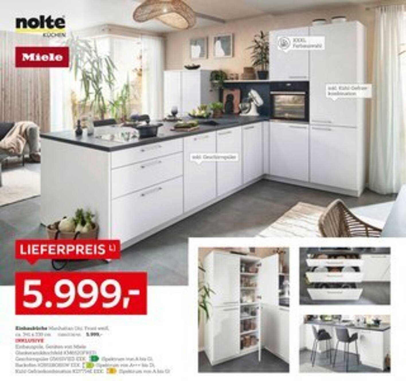 Eindrucksvolle Einbauküche von Nolte mit Miele Geräten zum Preis von 5.999,-