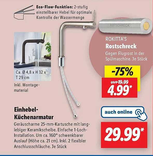 Einhebel-Küchenarmatur mit ROSTSCHRECK