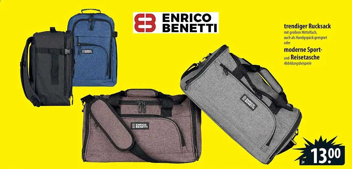 Enrico Benetti Rucksack und Sport- und Reisetasche