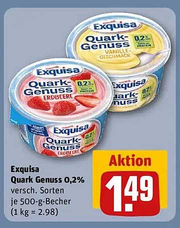 Exquisa Quark Genuss 0,2% verschiedene Sorten 500-g-Becher