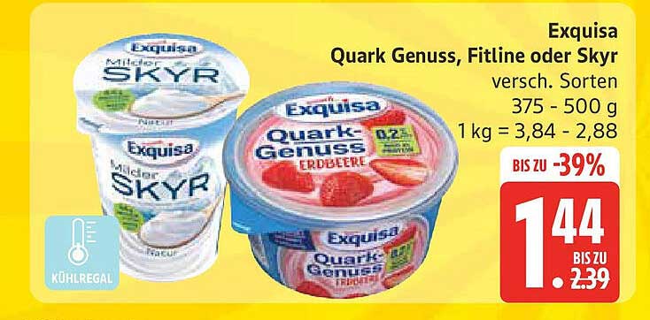 Exquisa Quark Genuss, Fitline oder Skyr, verschiedene Sorten 375 - 500 g