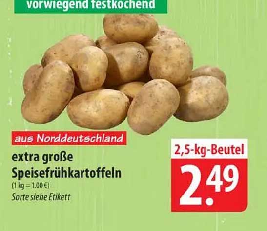 Extra große Speise frühkartoffeln aus Norddeutschland - 2,5 kg Beutel