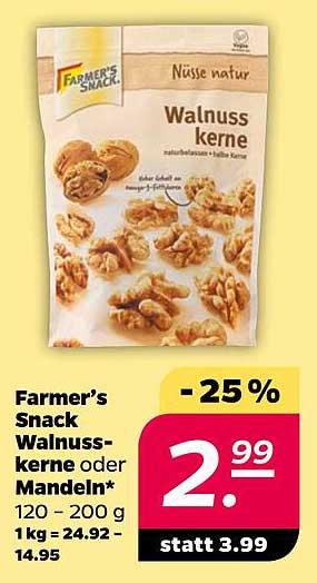 Farmer's Snack Walnusskerne oder Mandeln - 120-200 g