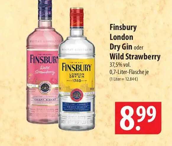Finsbury London Dry Gin oder Wild Strawberry 0,7 Liter