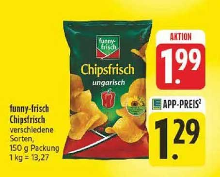 funny-frisch Chipsfrisch ungarisch, 150 g Packung