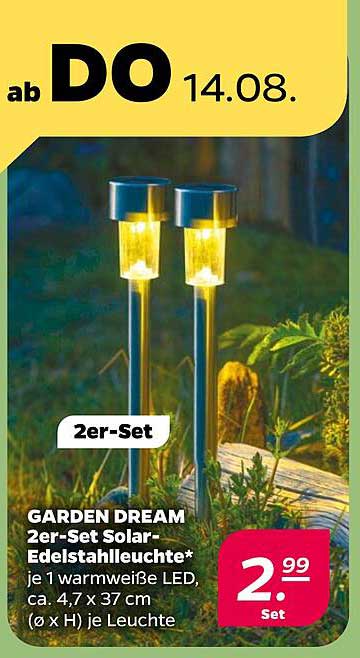GARDEN DREAM 2er-Set Solar-Edelstahlleuchte