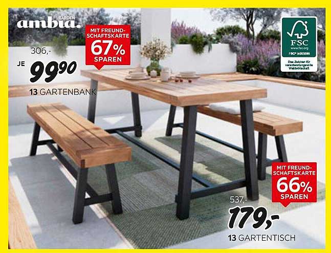 Gartenbank und Gartentisch von ambia - Ideal für den Sommer!