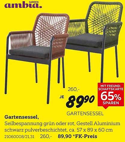 Gartensessel - Seilbespannung grün oder rot, Aluminiumgestell
