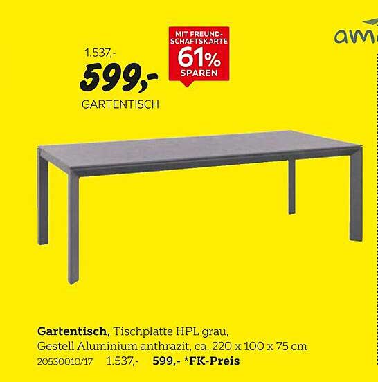 Gartentisch HPL grau, Aluminium anthrazit - 61% sparen!