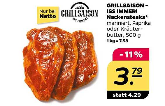 GRILLSAISON – ISS IMMER! Nackensteaks* mariniert
