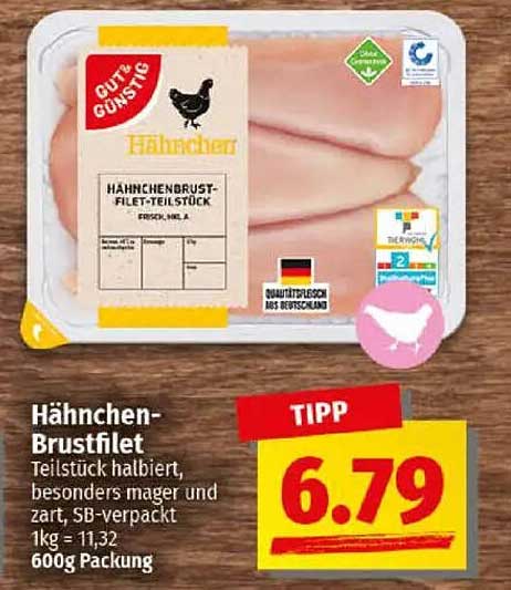 Hähnchen-Brustfilet Teilstück, 600g