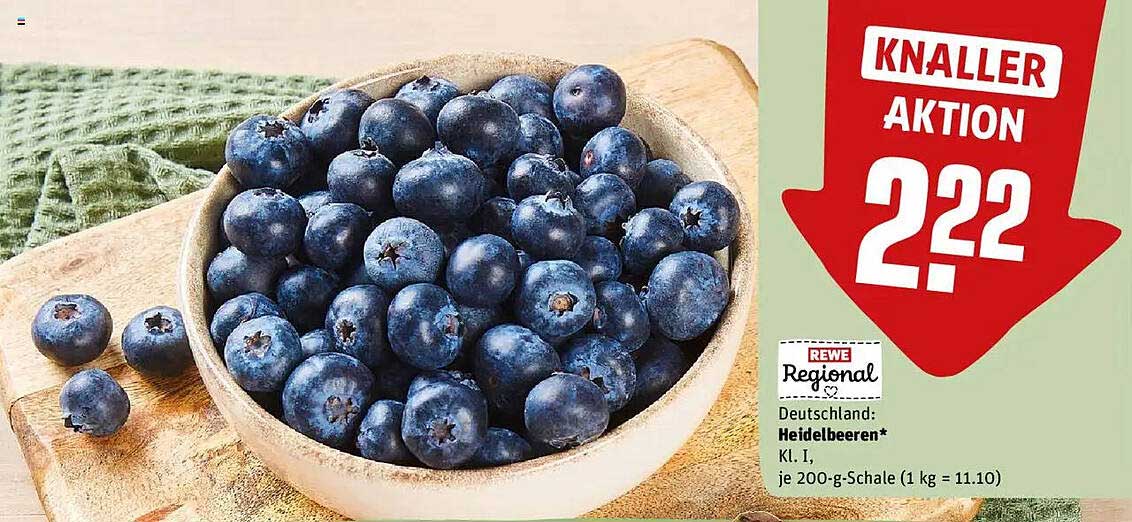 Heidelbeeren 200 g Schale für nur 2,22 €