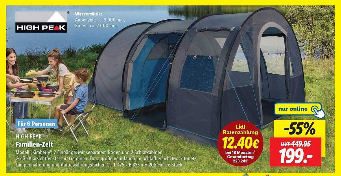 HIGH PEAK Familien-Zelt für 6 Personen