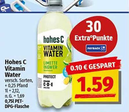 Hohes C Vitamin Water 0,75l - Limette Ingwer
