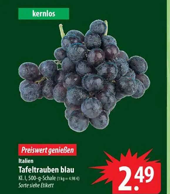 Italien Tafeltrauben blau, 500-g-Schale