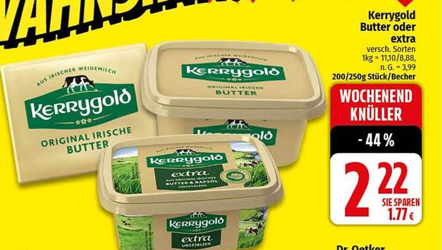 Kerrygold Butter oder extra 250g für nur 2,22 €