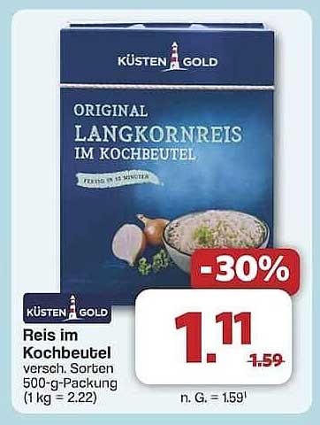 KÜSTEN GOLD Original Langkornreis im Kochbeutel 500 g