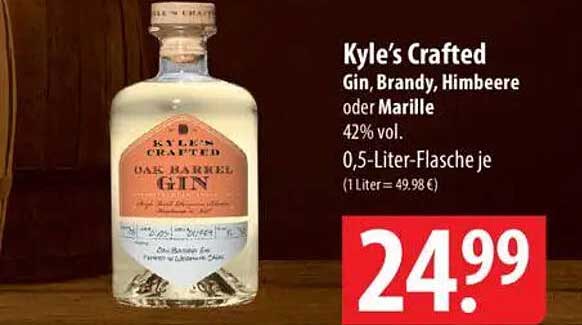 Kyle’s Crafted Gin, Brandy, Himbeere oder Marille 0,5-Liter-Flasche