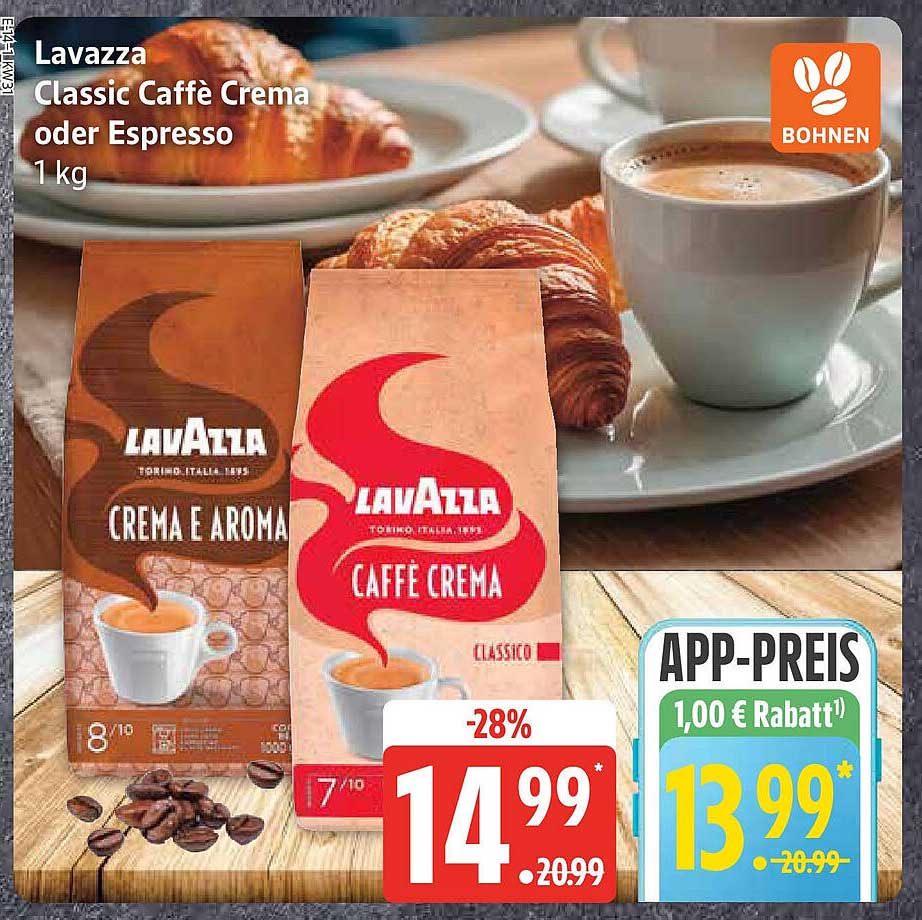 Lavazza Classic Caffè Crema oder Espresso 1 kg