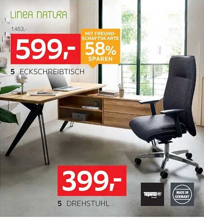 Linea Natura Eckschreibtisch und Drehstuhl