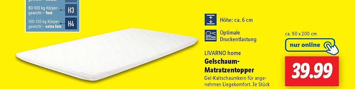 LIVARNO home Gelschaum-Matratzentopper